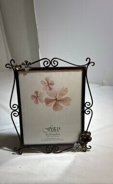 Fetco Home Decor 8x10 Metal Picture Frame with Floral Accents